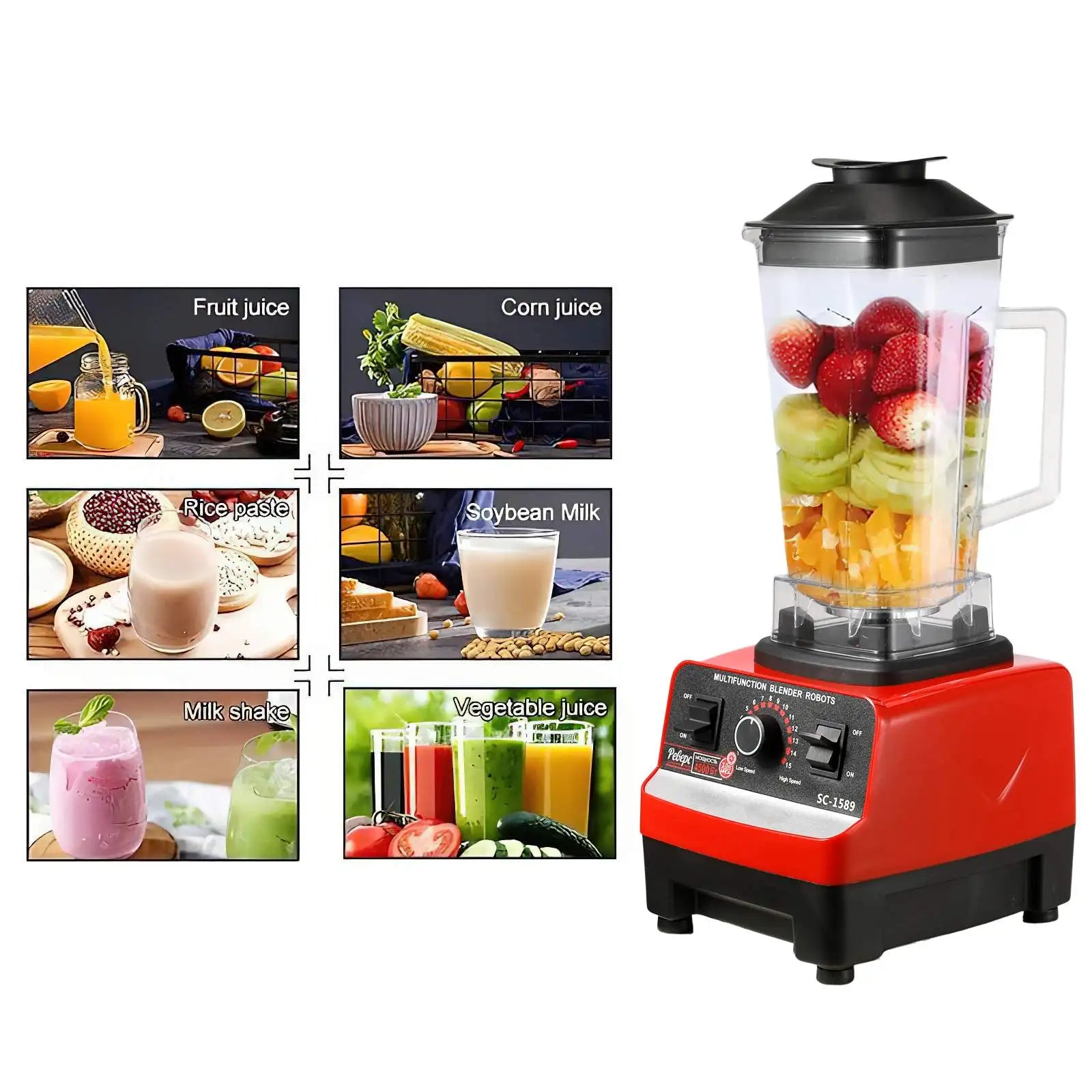 Leistungsstarker 2-in-1 Mixer – Hochleistungs-Tischmixer und Küchenmaschine für Smoothies, Eis, Säfte und mehr, BPA-frei