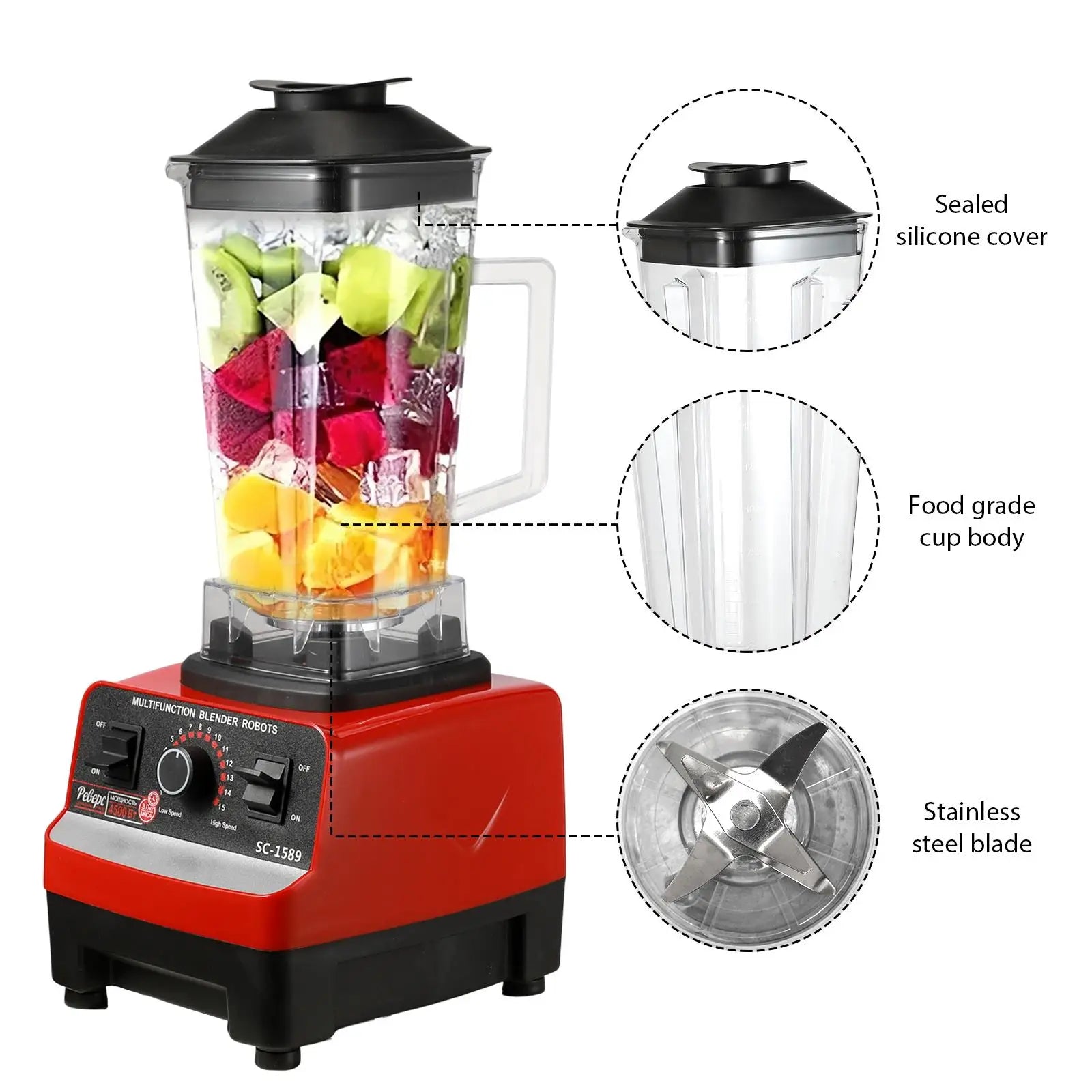 Leistungsstarker 2-in-1 Mixer – Hochleistungs-Tischmixer und Küchenmaschine für Smoothies, Eis, Säfte und mehr, BPA-frei