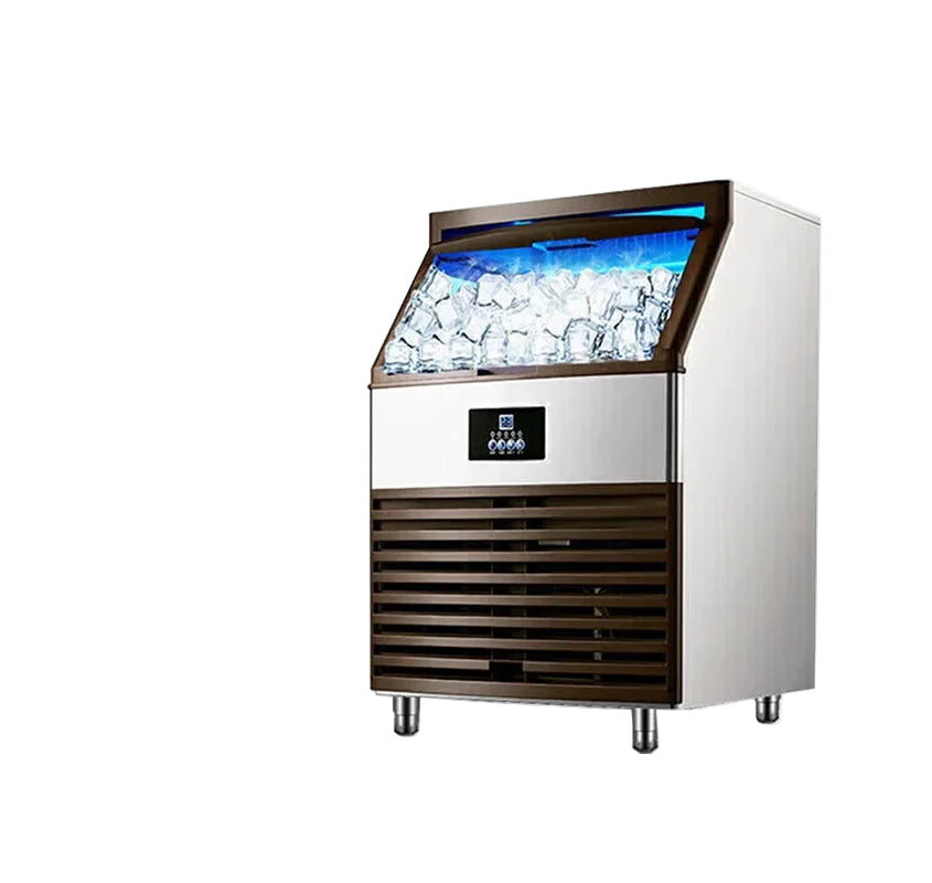 Gewerbliche Eismaschine 100 kg / 120 kg – Luftgekühlte Eiswürfelmaschine aus Edelstahl, 24-Stunden-Betrieb, für Bar, Café und Gastronomie