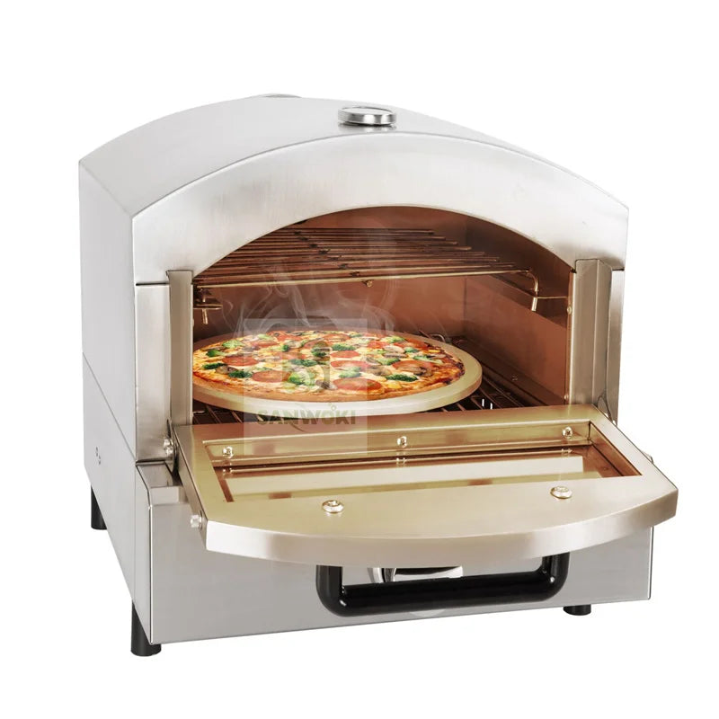 Gewerblicher Pizzaofen 1,8 kW – Multifunktionaler Heißluftofen mit Gasgrillfunktion, kompakt und leistungsstark für professionelle Küche und Haushalt