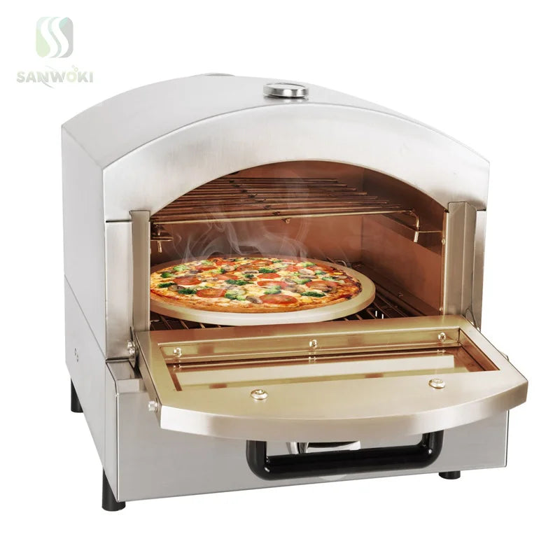 Gewerblicher Pizzaofen 1,8 kW – Multifunktionaler Heißluftofen mit Gasgrillfunktion, kompakt und leistungsstark für professionelle Küche und Haushalt