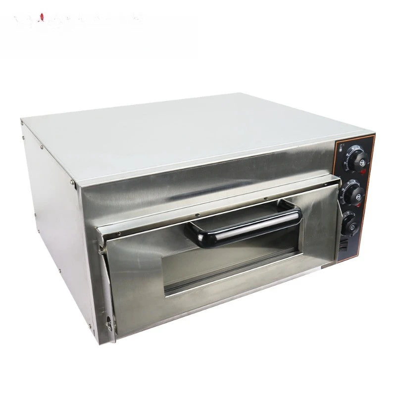 Gewerblicher Elektro-Pizzaofen mit Pizzastein und Timer – Edelstahl-Backofen für Brot, Pizza und Kuchen, 350 °C, automatische Backfunktion
