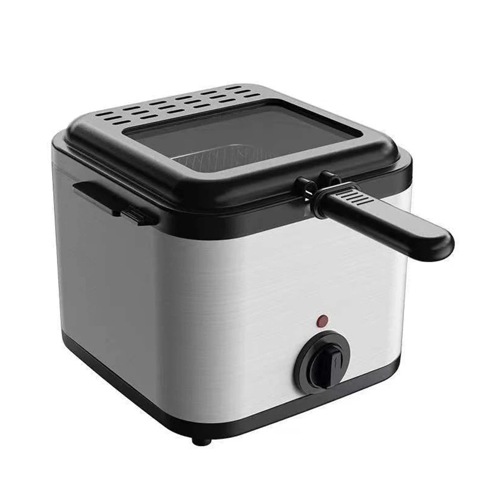 Elektrische Fritteuse 2,5 L – Kompakte Edelstahl-Multifunktionsfritteuse für Zuhause, 1000 W, mit Überhitzungsschutz, für Pommes Frites und Kebab