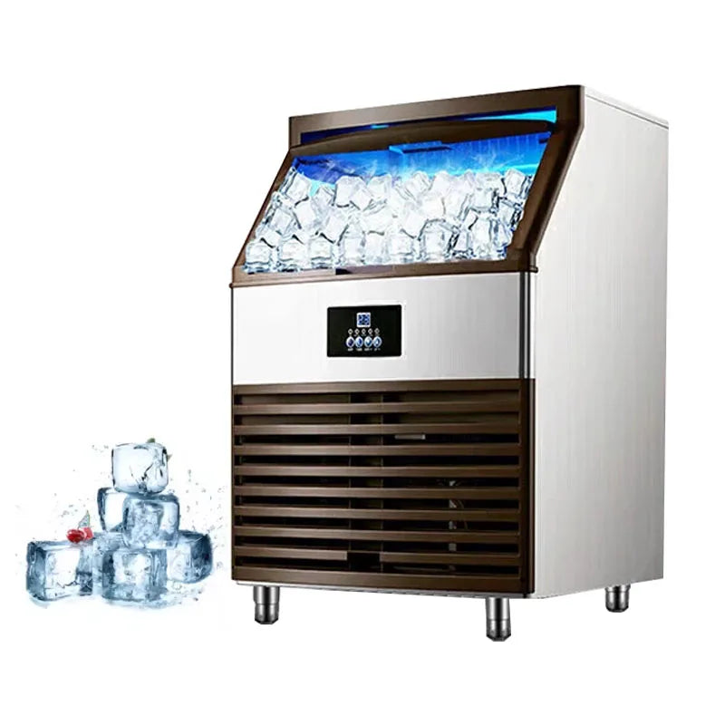 Gewerbliche Eismaschine 100 kg / 120 kg – Luftgekühlte Eiswürfelmaschine aus Edelstahl, 24-Stunden-Betrieb, für Bar, Café und Gastronomie