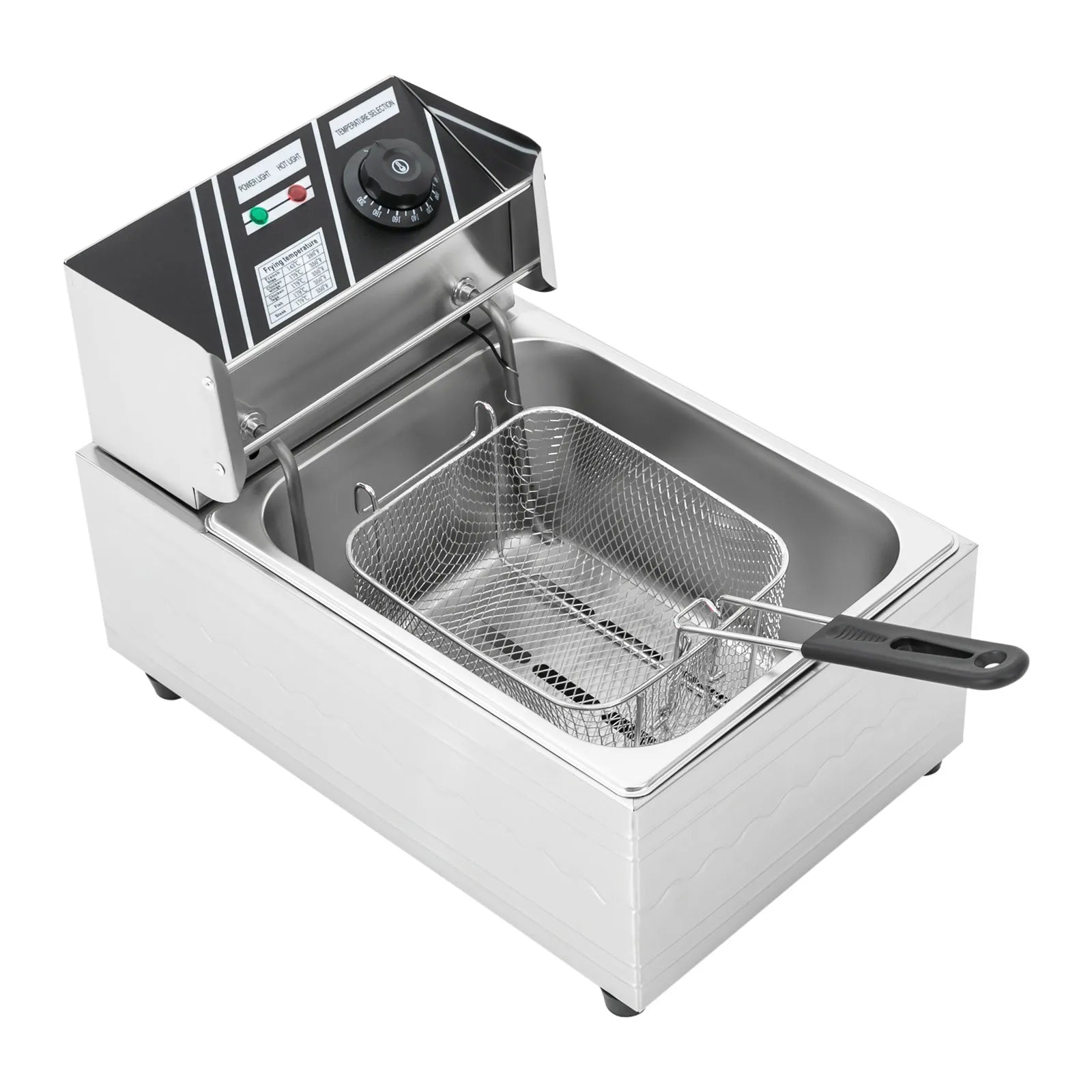 Elektrische Fritteuse 6 L – 2500 W Edelstahl-Gewerbefritteuse mit konstanter Temperatur, großer Kapazität und EU-Stecker, 220 V