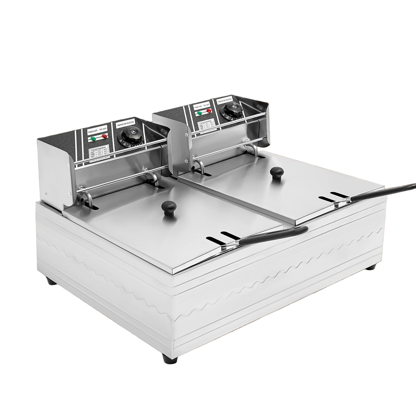 Doppelte elektrische Fritteuse 6 L + 6 L – 2500 W Edelstahl-Arbeitsplattenfritteuse mit Temperaturregelung und Schlackentrenner, 220 V