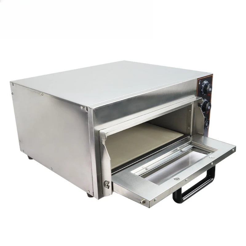 Gewerblicher Elektro-Pizzaofen mit Pizzastein und Timer – Edelstahl-Backofen für Brot, Pizza und Kuchen, 350 °C, automatische Backfunktion
